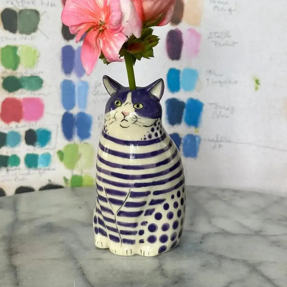 Colorful polka dot cat vase living room ceramic decor