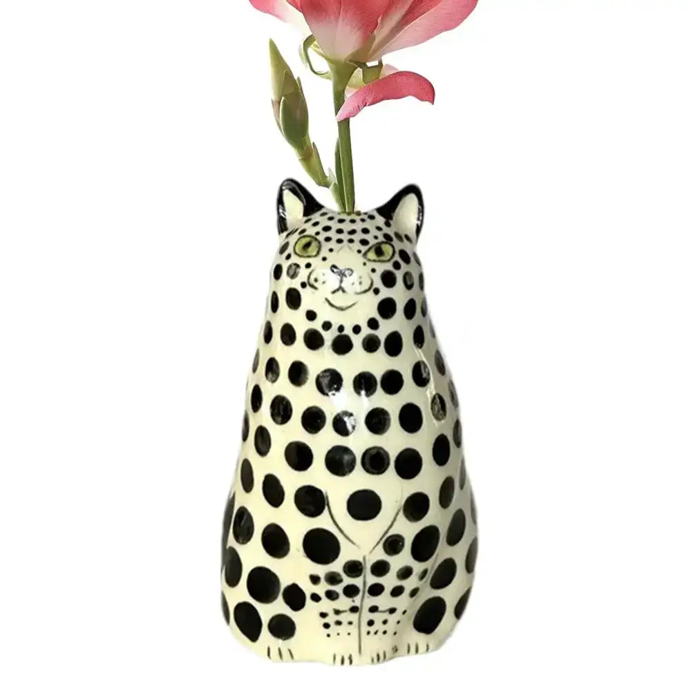 Colorful polka dot cat vase living room ceramic decor