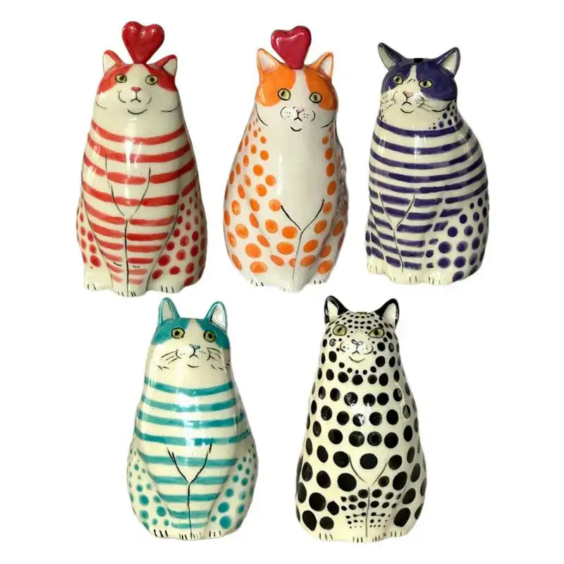 Colorful polka dot cat vase living room ceramic decor