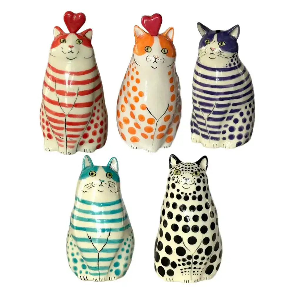 Colorful polka dot cat vase living room ceramic decor