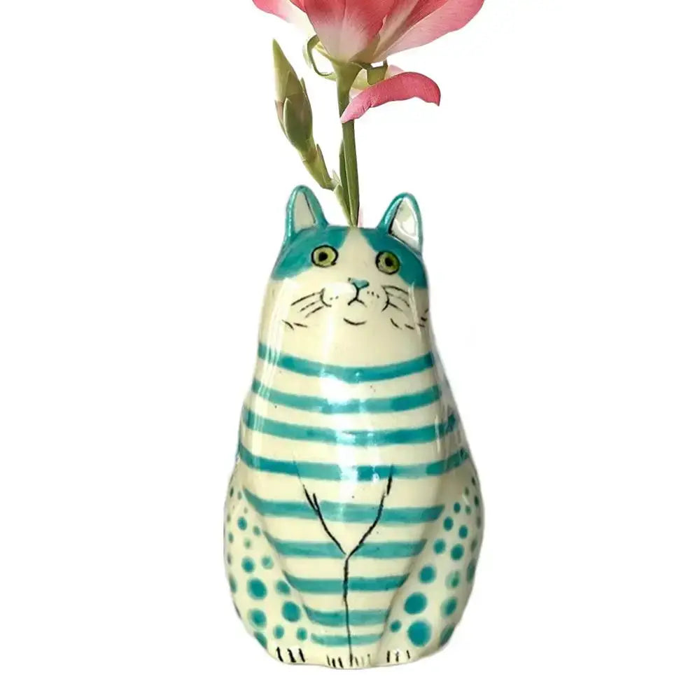 Colorful polka dot cat vase living room ceramic decor