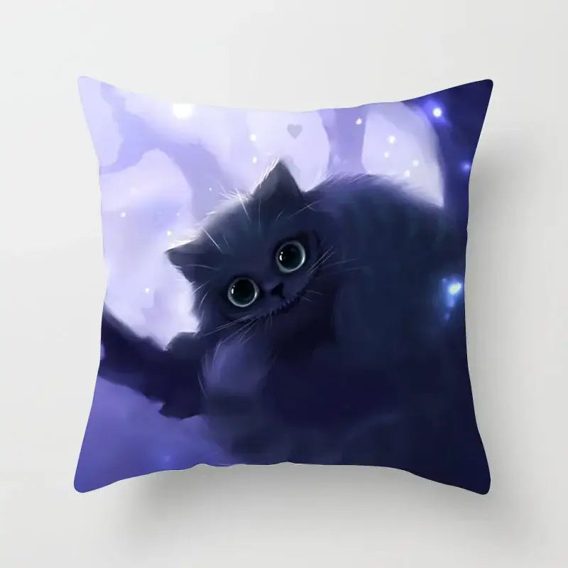Decorbites cat printed plush cushion cover black & white living room