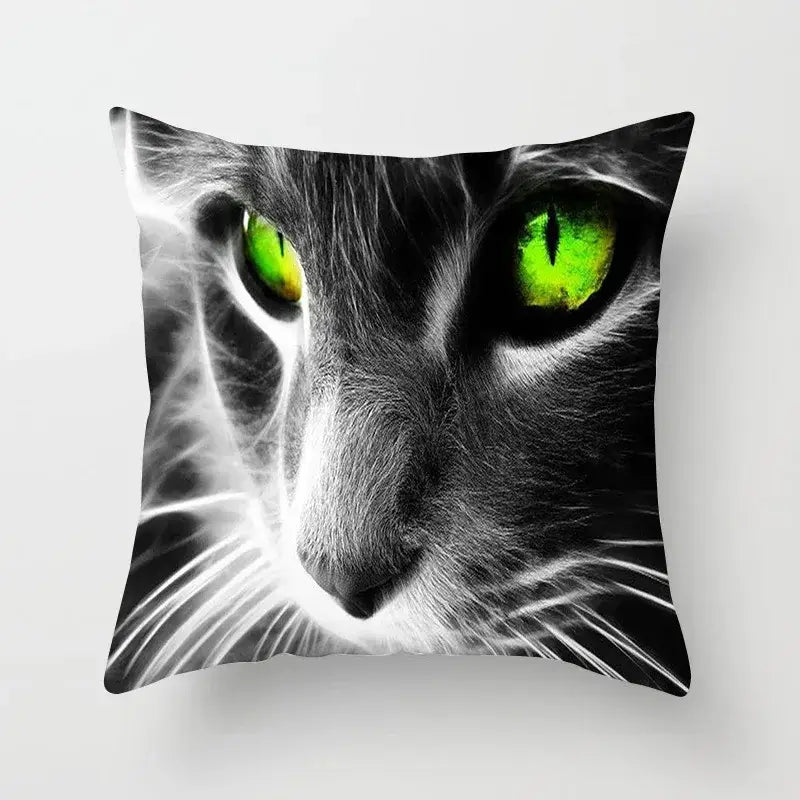 Decorbites cat printed plush cushion cover black & white living room