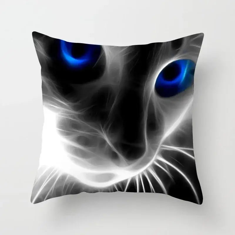 Decorbites cat printed plush cushion cover black & white living room