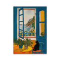 Whimsical black cat reading wall art set – bathroom decor