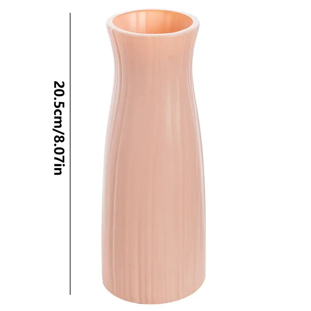 Ribbed white plastic vase imitation living room flower pot