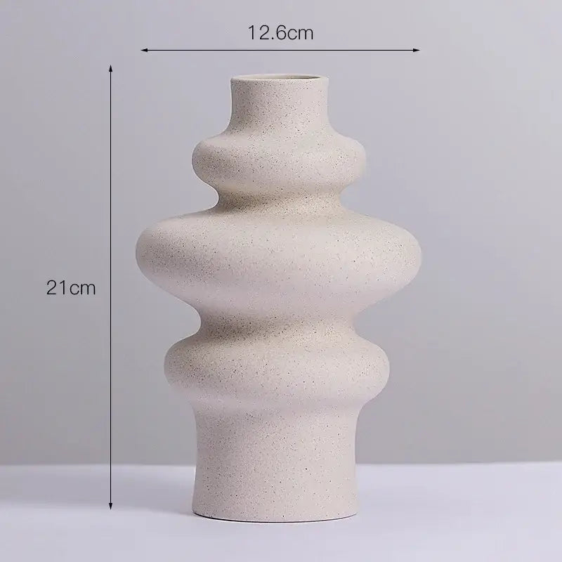 Minimalist white sculpted ceramic vases for living room home decor