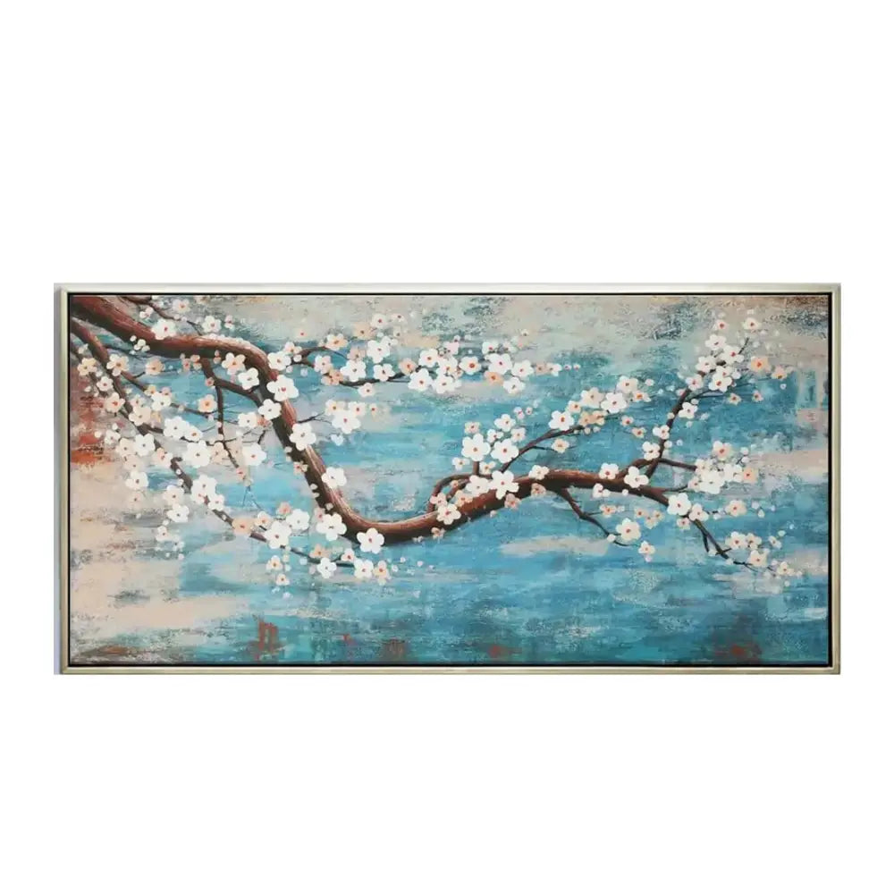 Modern pink cherry blossom canvas art living room framed painting