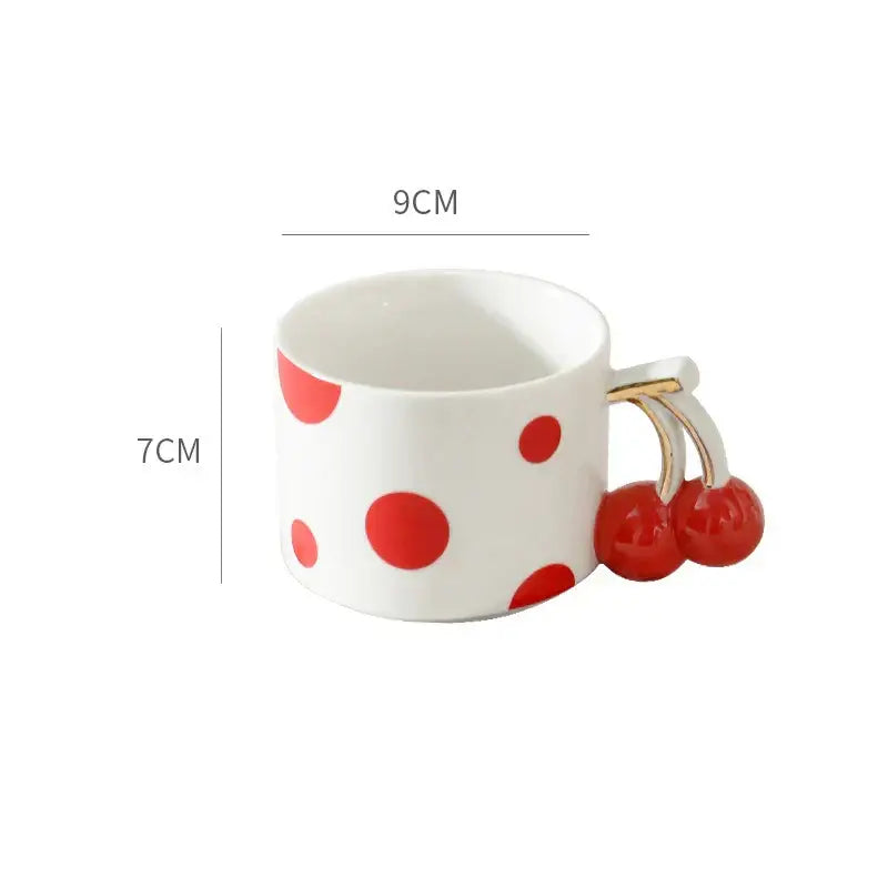Decorbites cherry porcelain red polka dot mug kitchen teacup