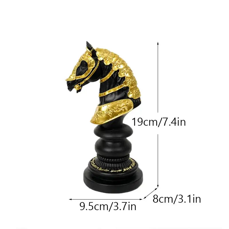 Regal black & gold resin chess figurines living room decor