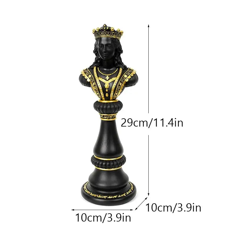 Regal black & gold resin chess figurines living room decor