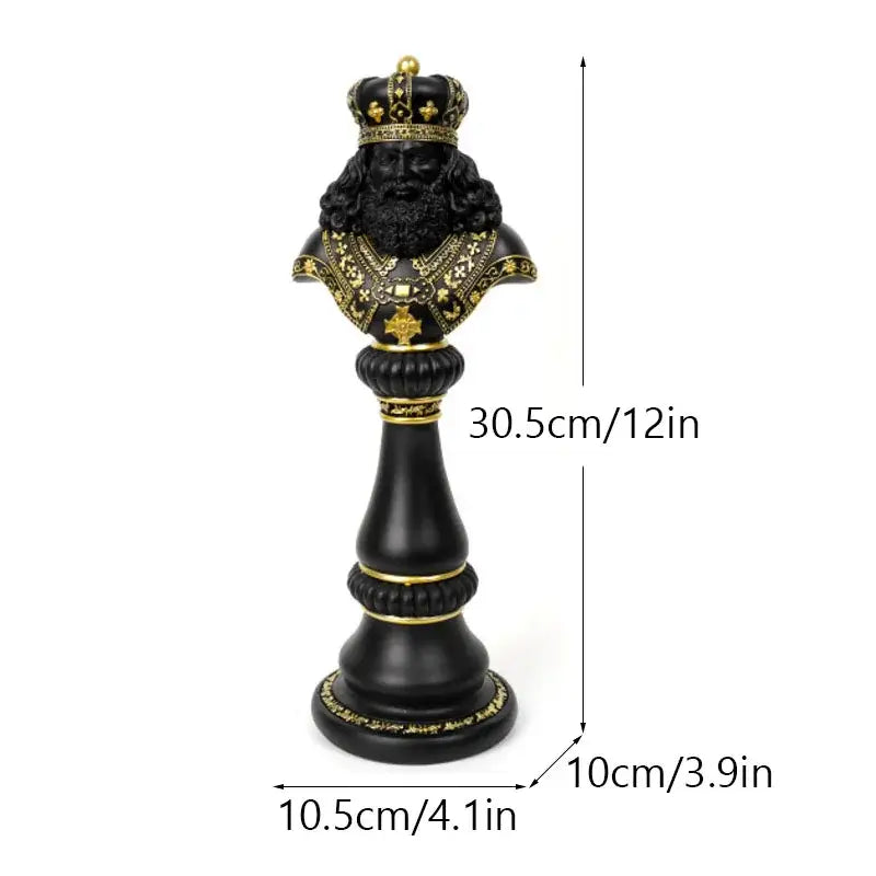 Regal black & gold resin chess figurines living room decor