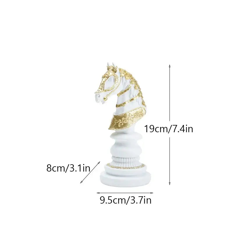 Regal black & gold resin chess figurines living room decor