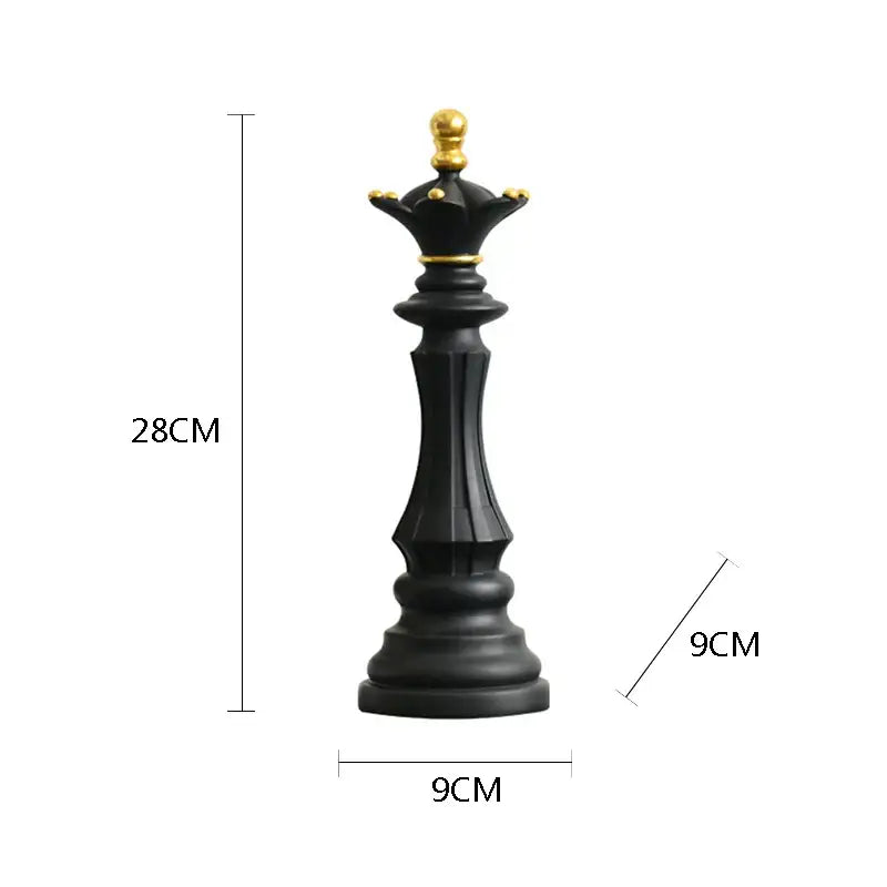 Black and gold chess pieces figurines living room decor