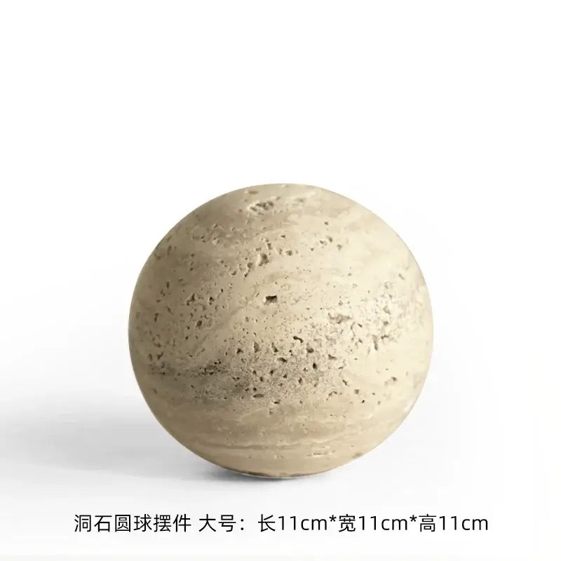 Wabi sabi white chestnut stone round ornament living room decor