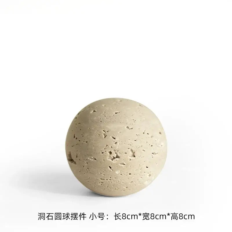 Wabi sabi white chestnut stone round ornament living room decor