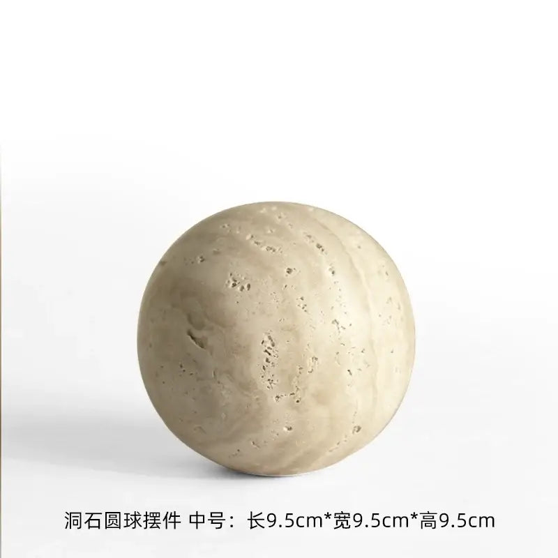 Wabi sabi white chestnut stone round ornament living room decor