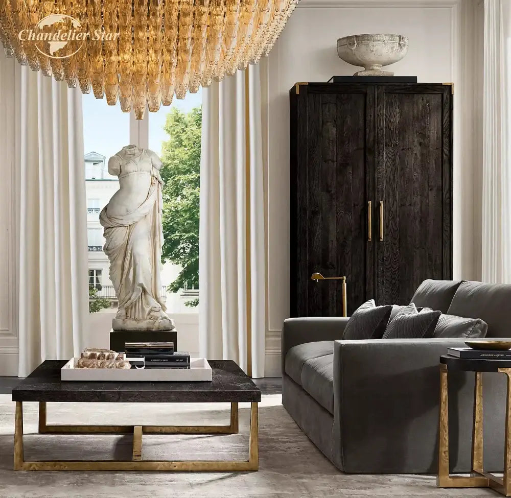 Modern amber chiara glass square led chandelier dining room pendant