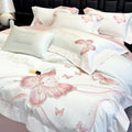 Chic embroidered light blue and gold bedding set bedroom decor