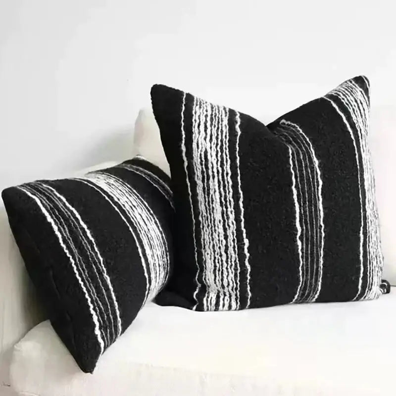 Chic pillow cover set black & white knit living room decor
