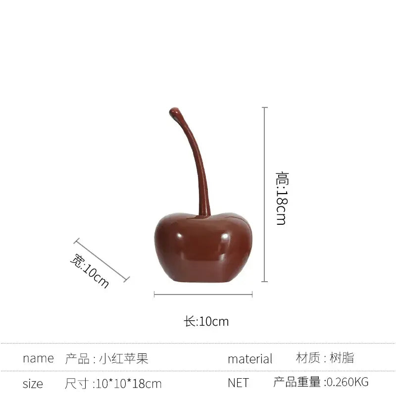 Chic red cherries resin ornaments dining room table decor