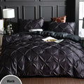 Bronze satin quilted chiffon flower duvet cover set bedroom bedding
