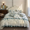 Princess pink & cream chiffon lace ruffles bedding set bedroom