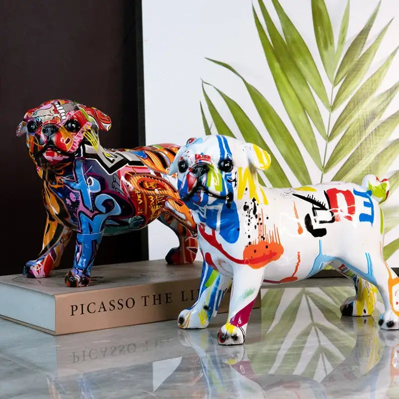 Graffiti chihuahua splash color art statue living room decor