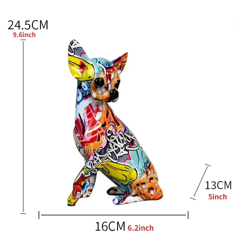 Graffiti chihuahua splash color art statue living room decor
