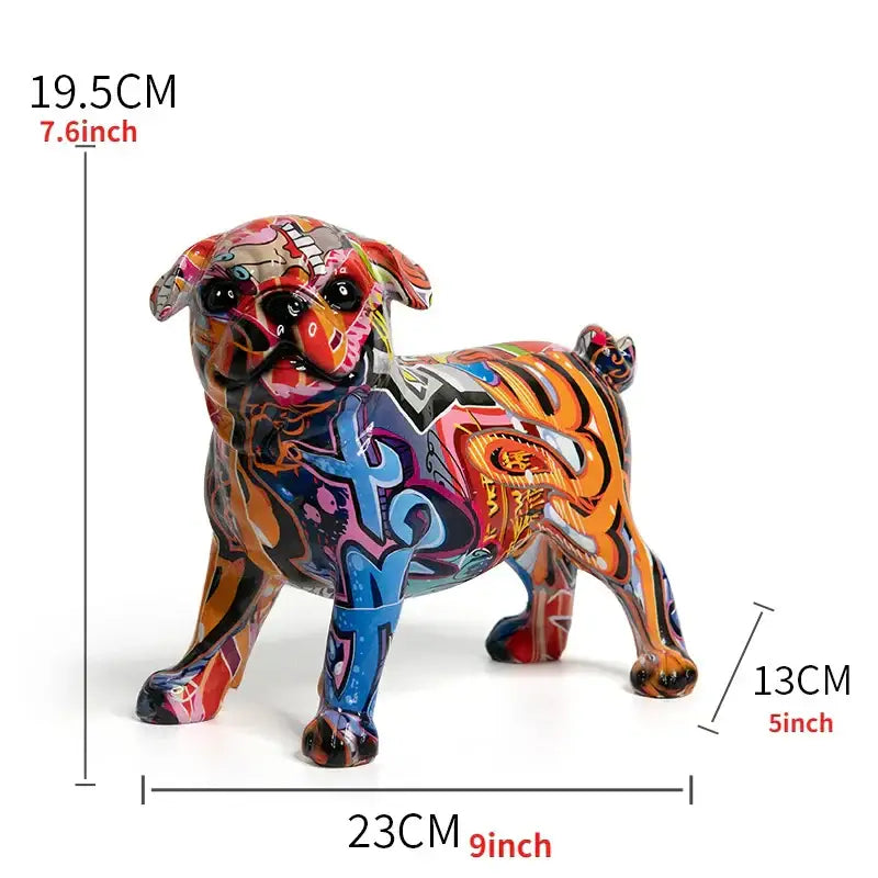 Graffiti chihuahua splash color art statue living room decor