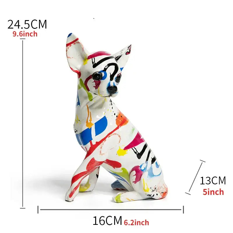 Graffiti chihuahua splash color art statue living room decor