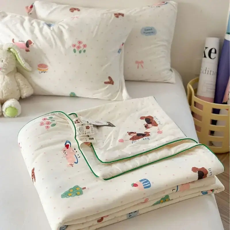 Pastel decorbites children cartoon summer cooling quilt bedroom blanket