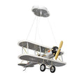 Yellow & silver biplane aircraft led chandelier for boys bedroom