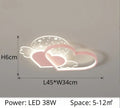 Pink heart wing love led chandelier bedroom ceiling light
