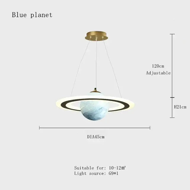 Modern saturn planet earth pendant bedroom light off-white & black