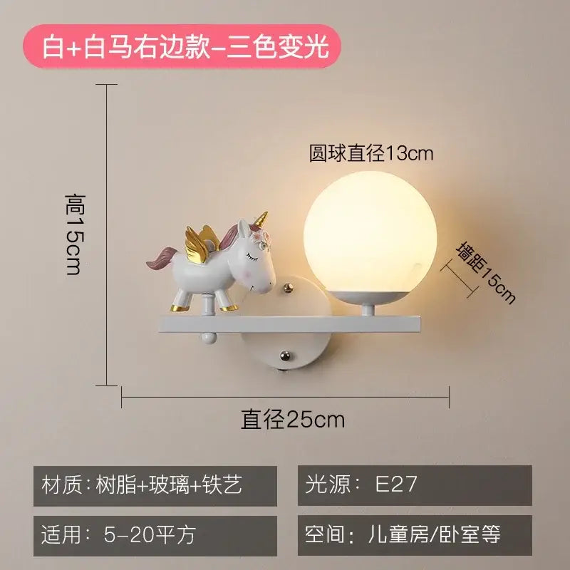 Creative cartoon eye protection pink wall lamp bedroom girl figurine