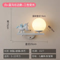 Creative cartoon eye protection pink wall lamp bedroom girl figurine