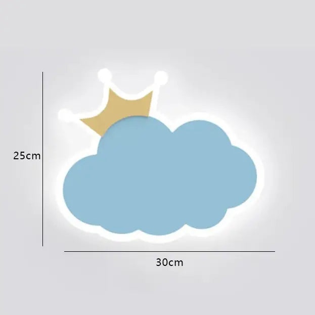 Whimsical crown clouds rocket night light bedroom wall sconce