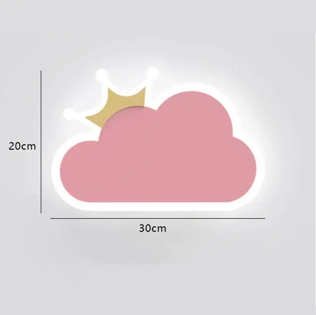 Whimsical crown clouds rocket night light bedroom wall sconce
