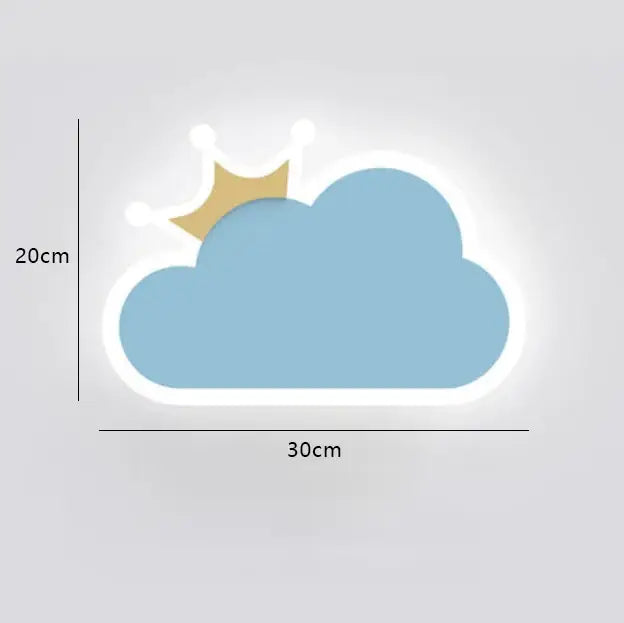 Whimsical crown clouds rocket night light bedroom wall sconce
