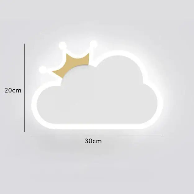Whimsical crown clouds rocket night light bedroom wall sconce
