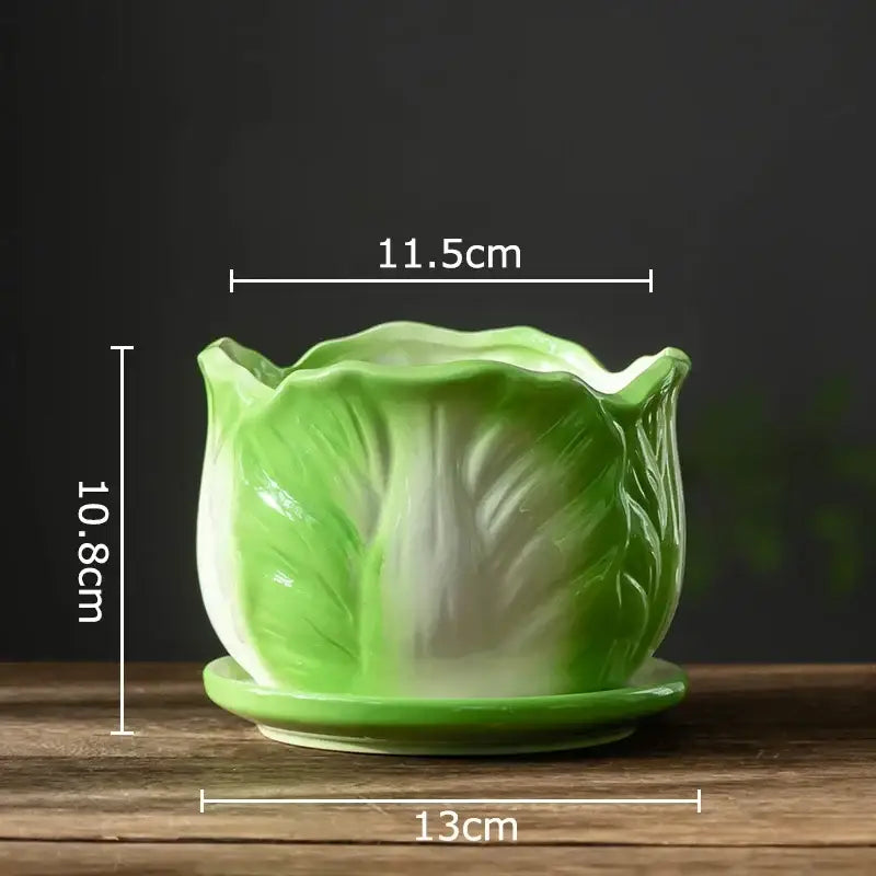 Green and white chinese cabbage ceramic vase living room decor