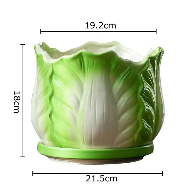 Green and white chinese cabbage ceramic vase living room decor