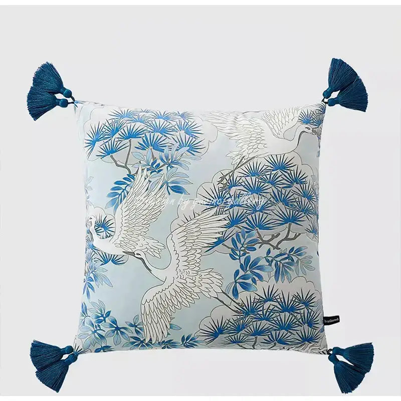 Sage green city landscape velvet pillow cover bedroom decor
