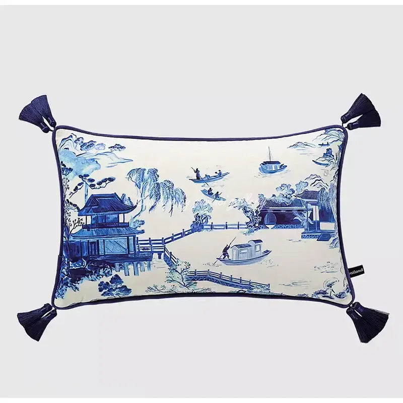 Sage green city landscape velvet pillow cover bedroom decor