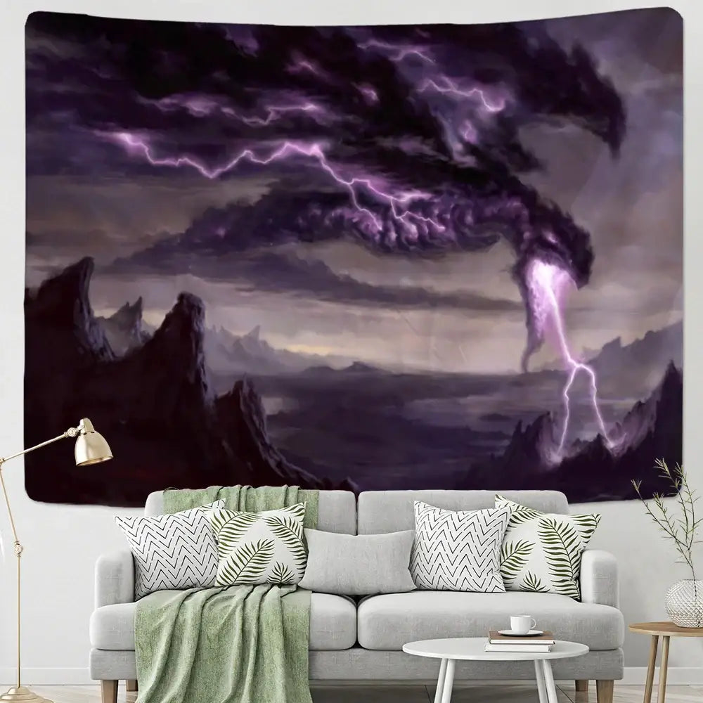 Golden dragon castle totem tapestry bedroom wall hanging decor