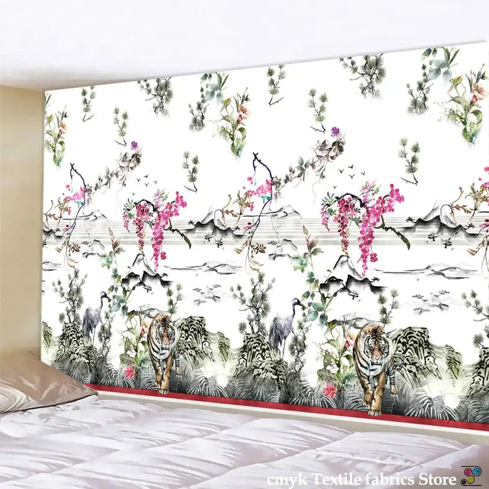 Golden dragon castle totem tapestry bedroom wall hanging decor