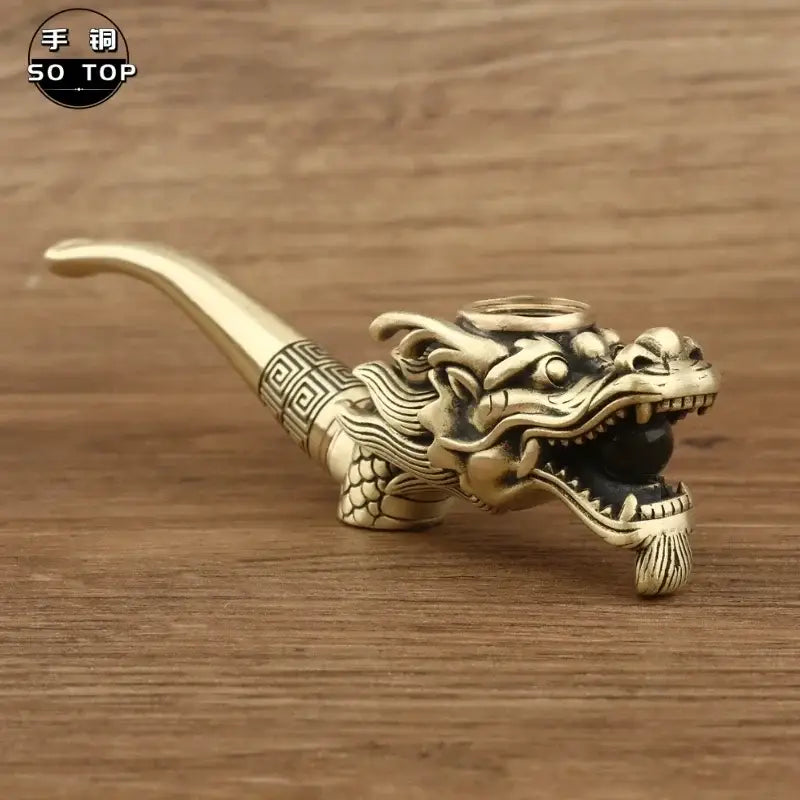 Chinese dragon brass copper filter pipe living room smoking gift