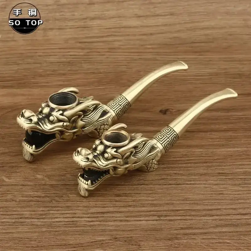 Chinese dragon brass copper filter pipe living room smoking gift