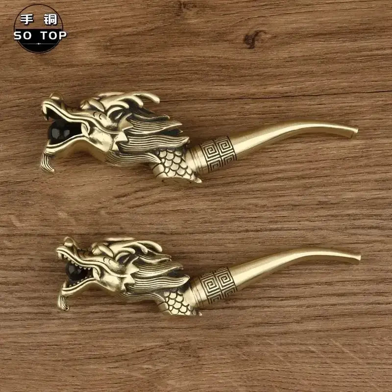 Chinese dragon brass copper filter pipe living room smoking gift
